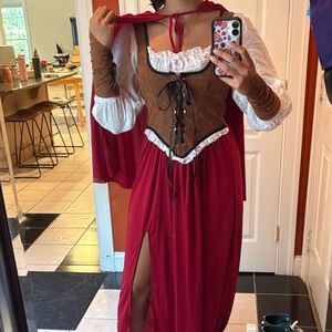 Red and Brown Little Red Riding Hood Renaissance Costume Dress